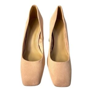 H&M Nude Suede Block Heel Pumps – Size EU 39 / US 8